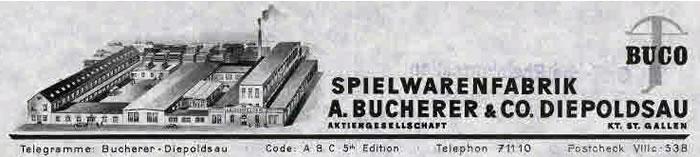 Spielwarenfabrik Bucherer Diepoldsau (Buco) Briefkopf 1942